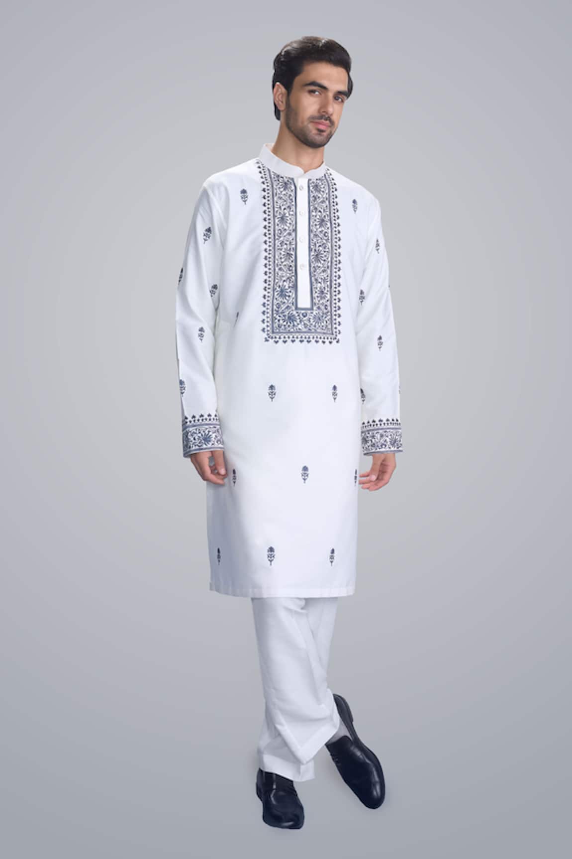 Sanjev Marwaaha Ivory Embroidered Kurta Pant Set
