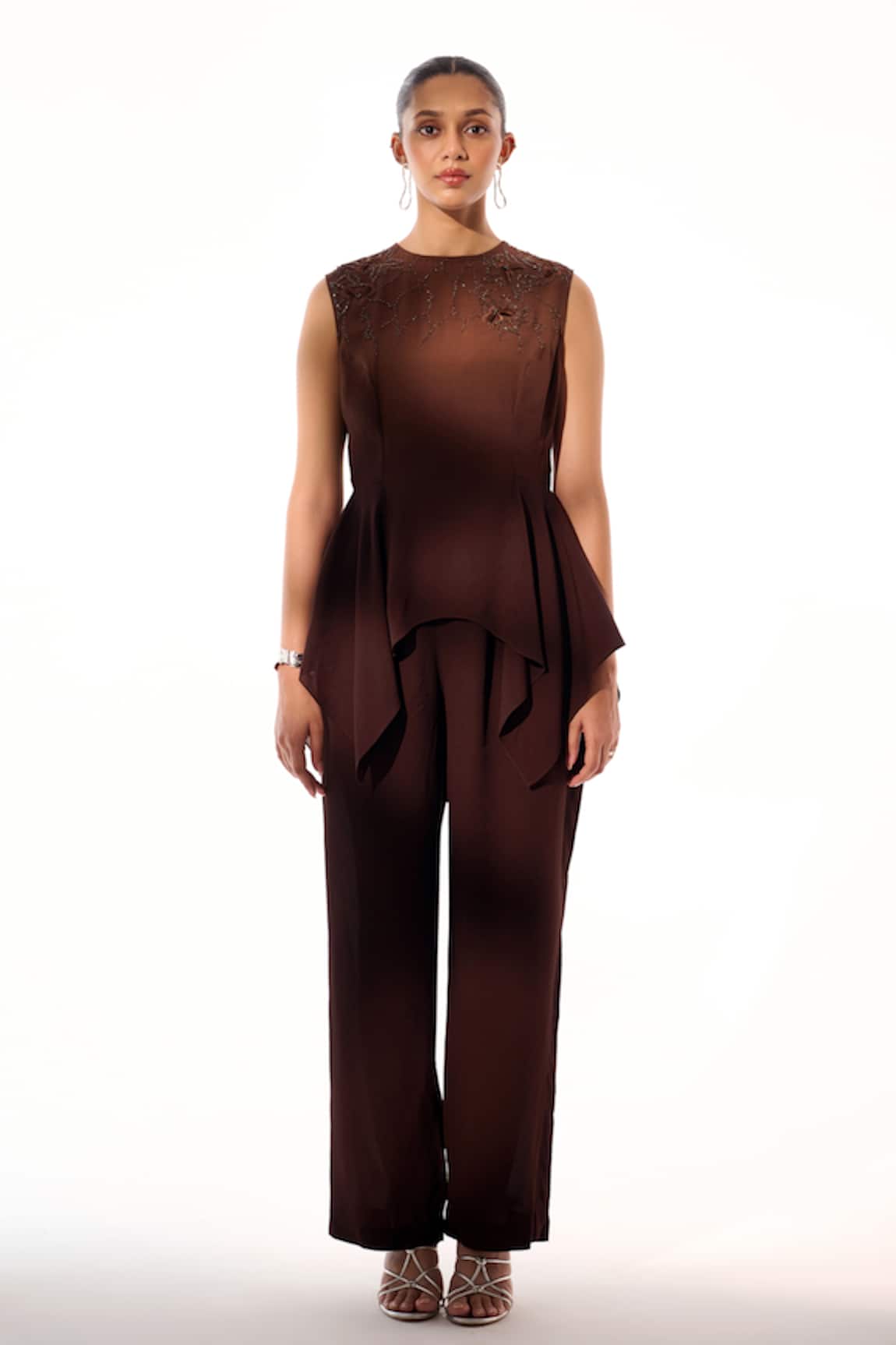 Sakshi Khetterpal Embroidered Peplum Top & Pant Set