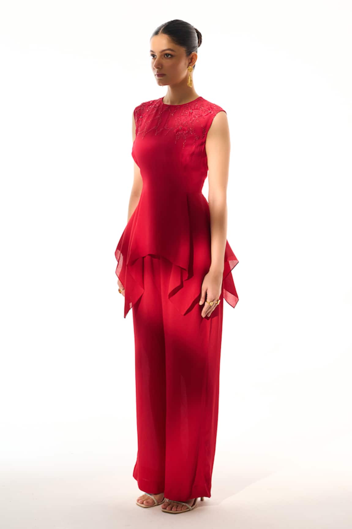 Sakshi Khetterpal Embroidered Peplum Top & Pant Set