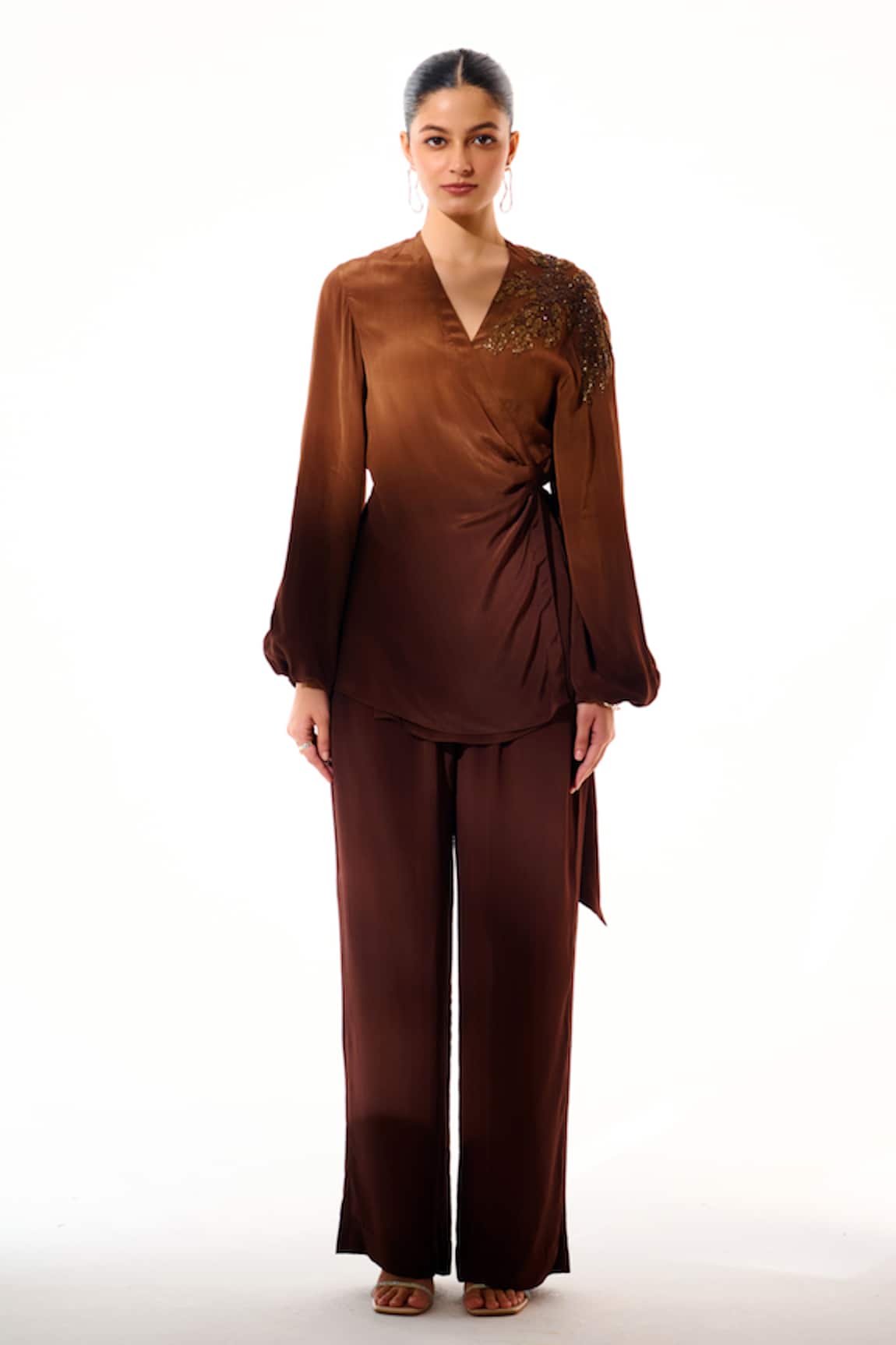 Sakshi Khetterpal Ombre Hand Embroidered Shirt & Pant Set 