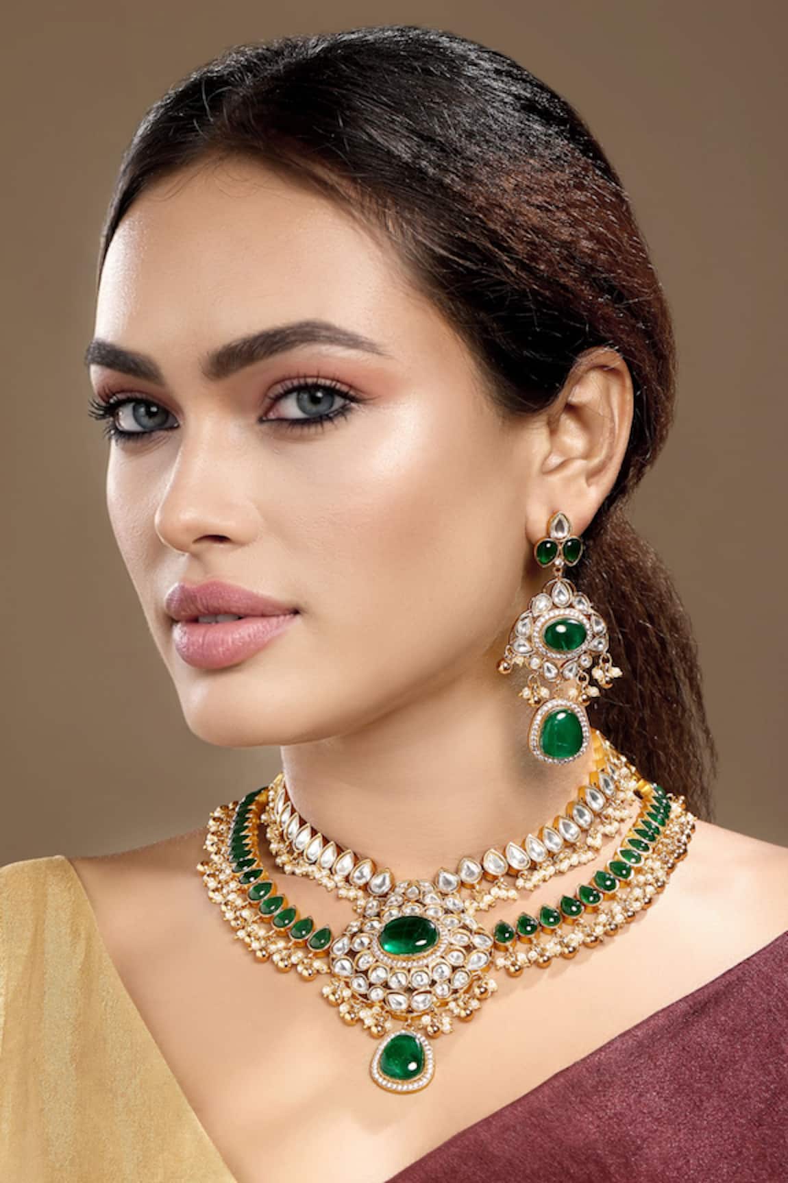 HRISHA Moissanite Kundan Polki Necklace Set