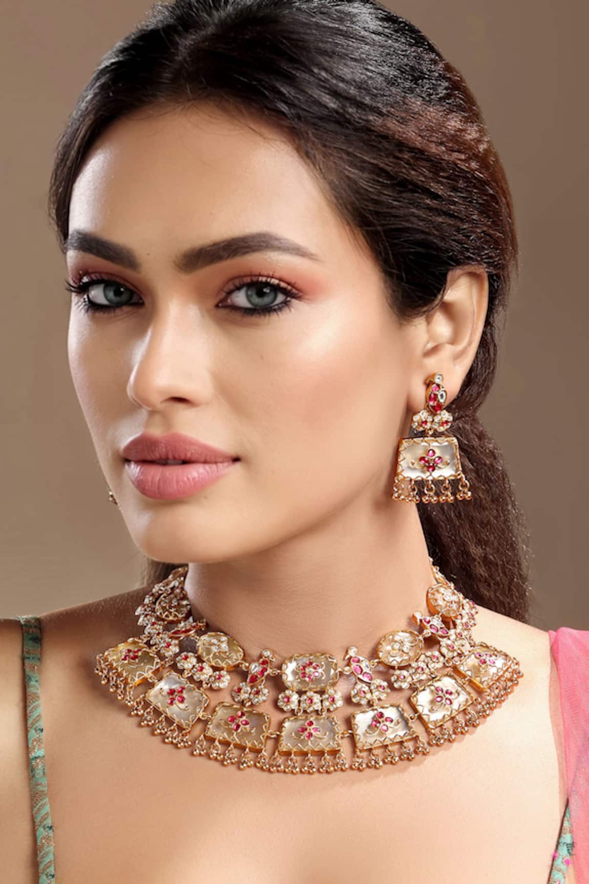 HRISHA Ruby Kundan Jewellery Set