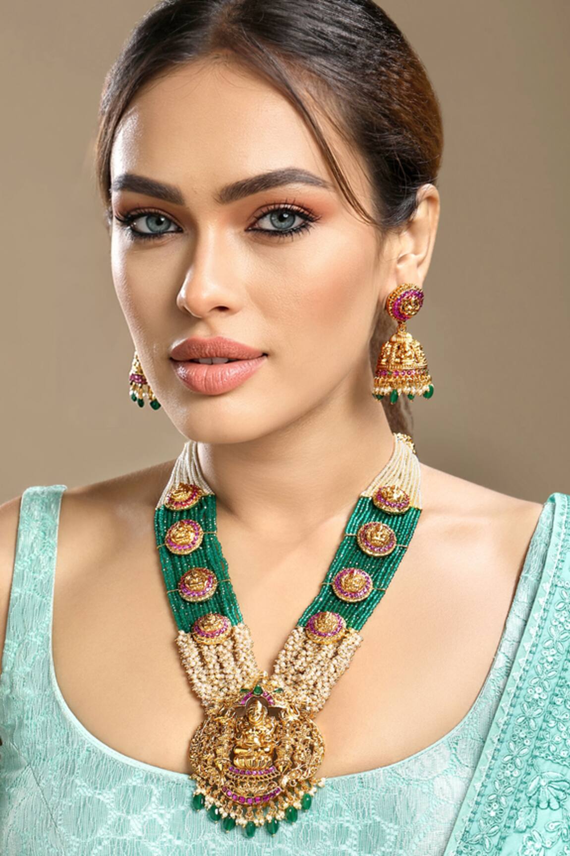 HRISHA Pearl Goddess Motif Necklace Set