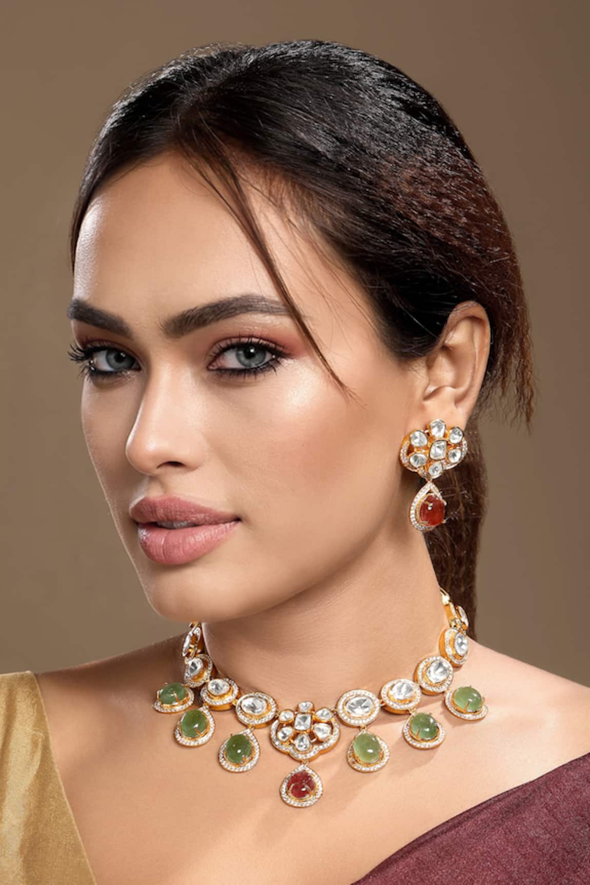 HRISHA Moissanite Polki Necklace Set