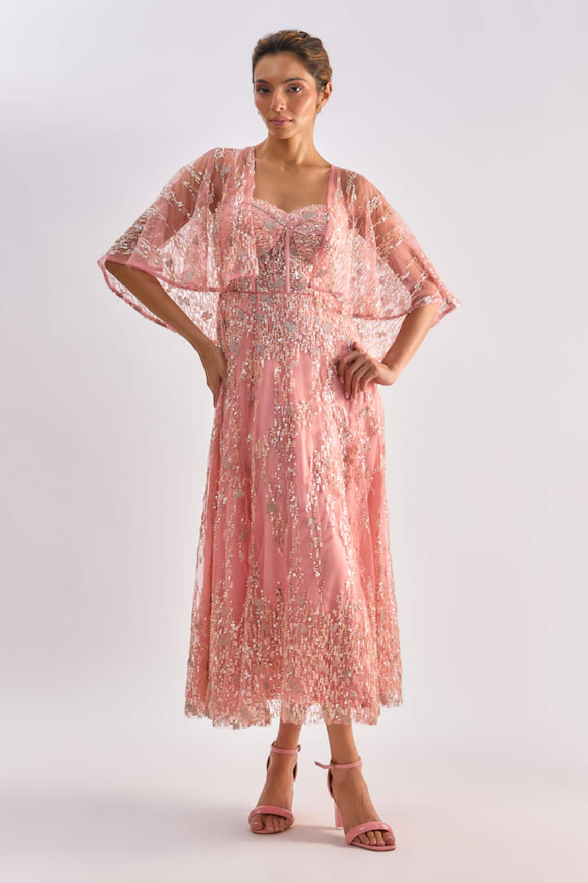 Emblaze Bead Embellished Midi Dress & Jacket Set 