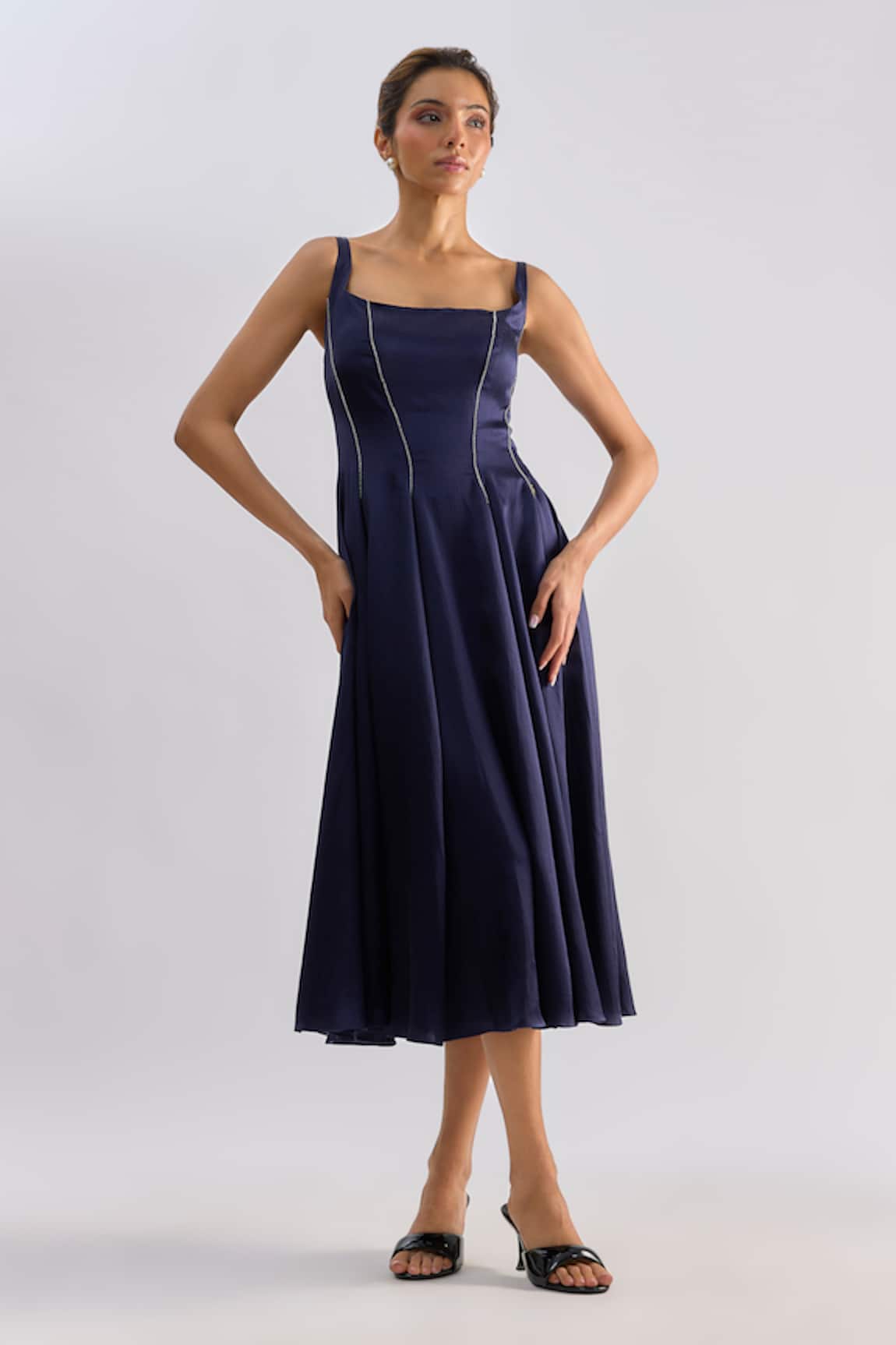 Emblaze Square Neck Midi Dress  