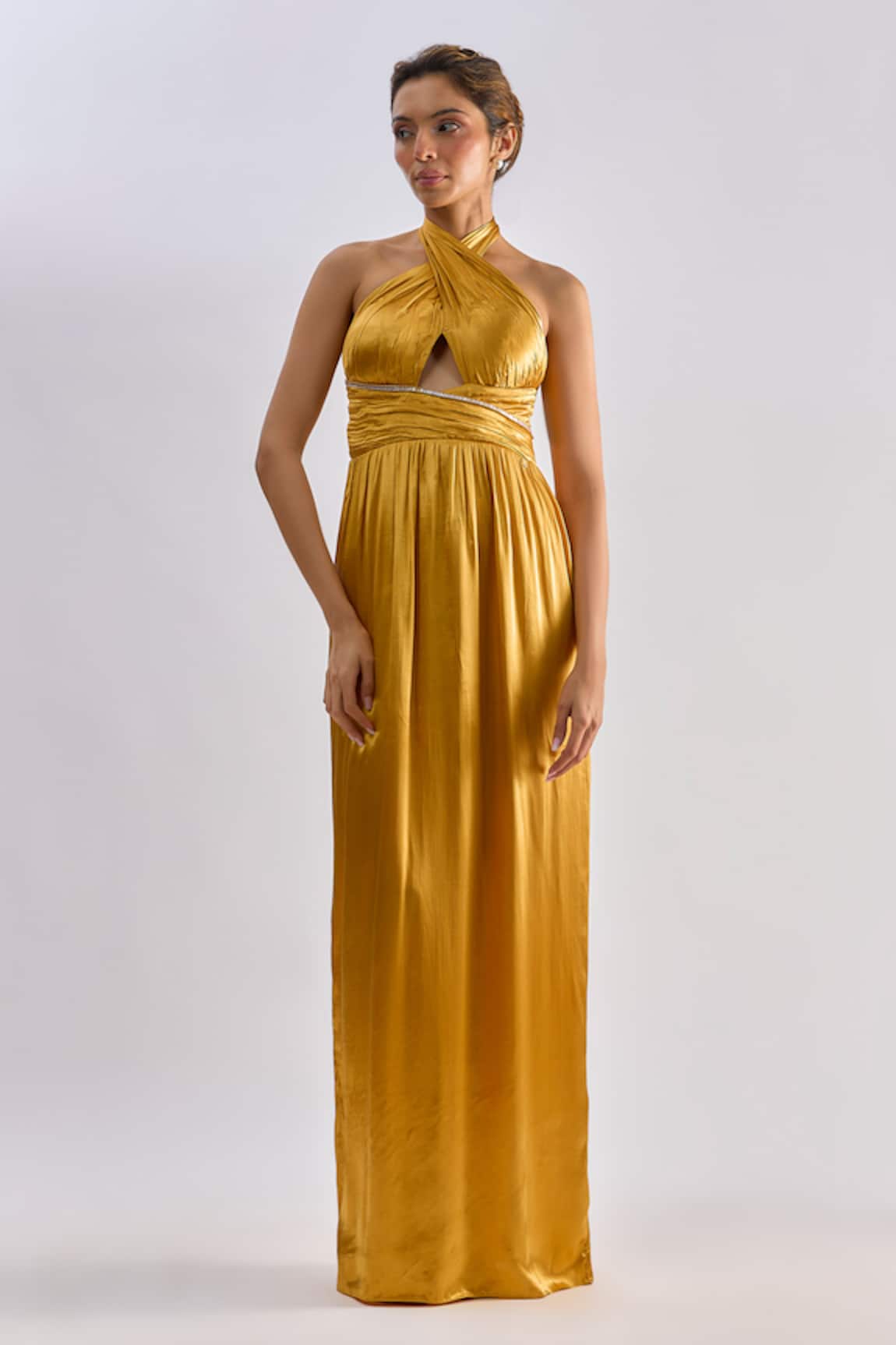 Emblaze Halter Neck Cutout Maxi Dress 