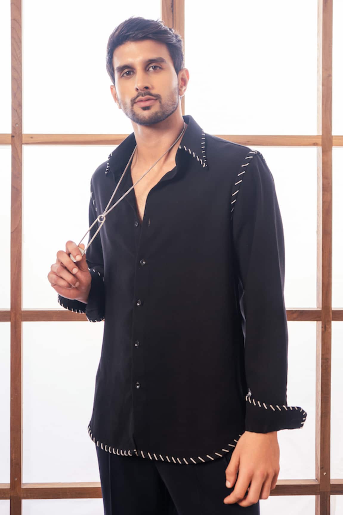 Rohit Doshi Anchor Thread Embroidered Shirt