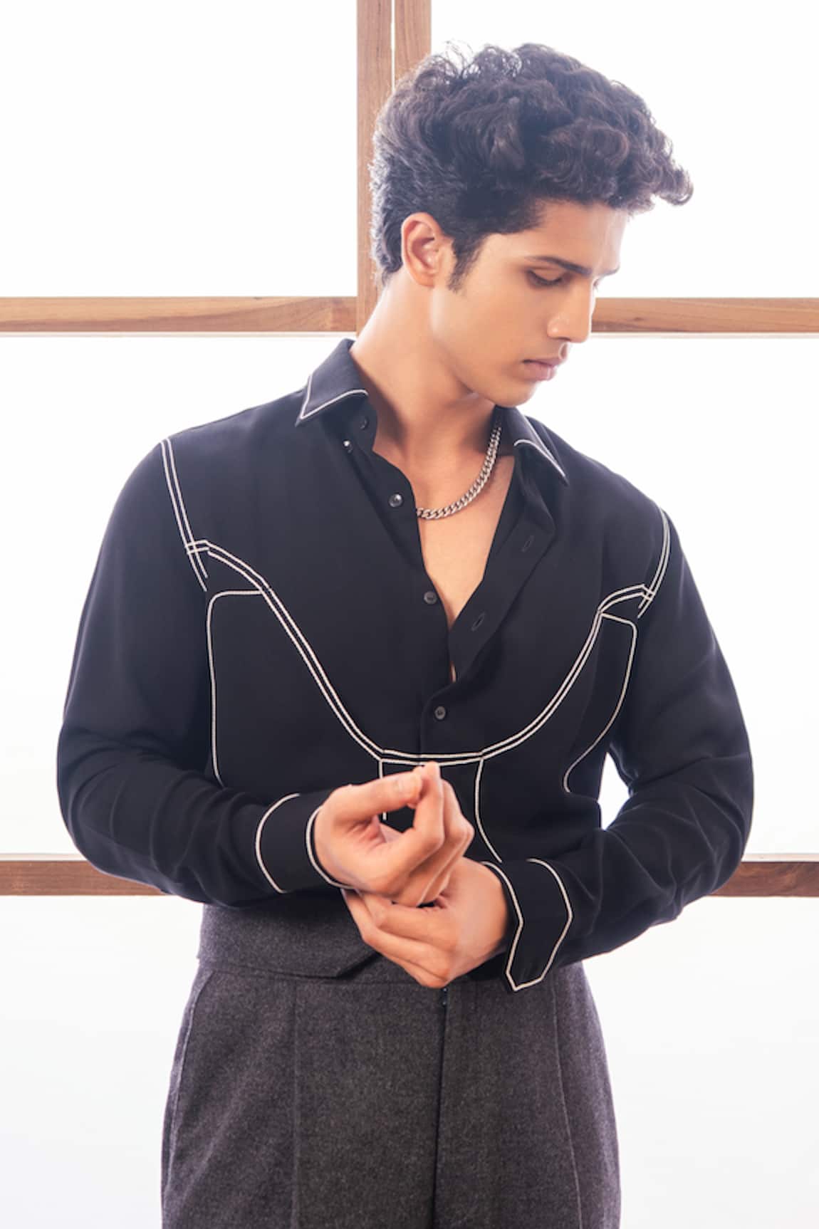 Rohit Doshi Anchor Thread Embroidered Shirt