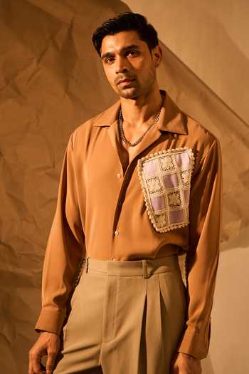 ROHIT DOSHI Checkered Pocket Embroidered Shirt 