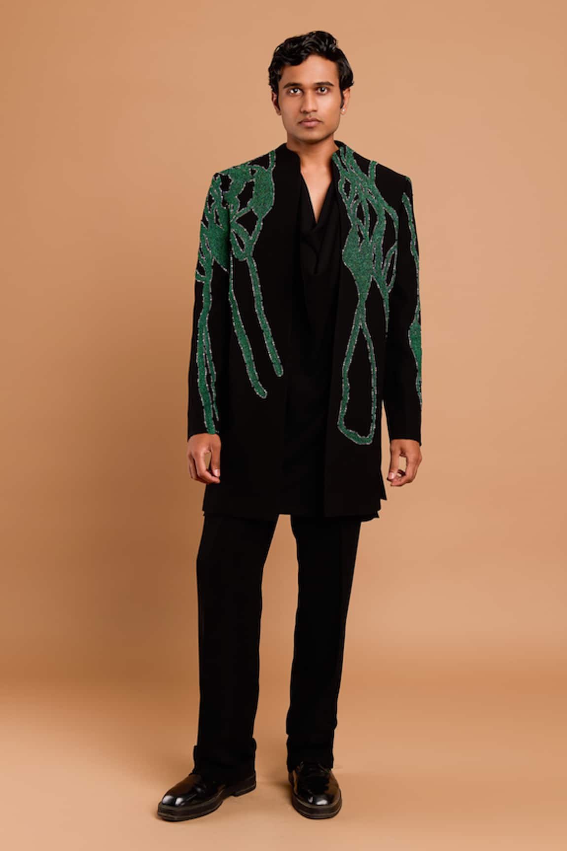 Rohit Doshi Abstract Green Embellished Bandhgala 