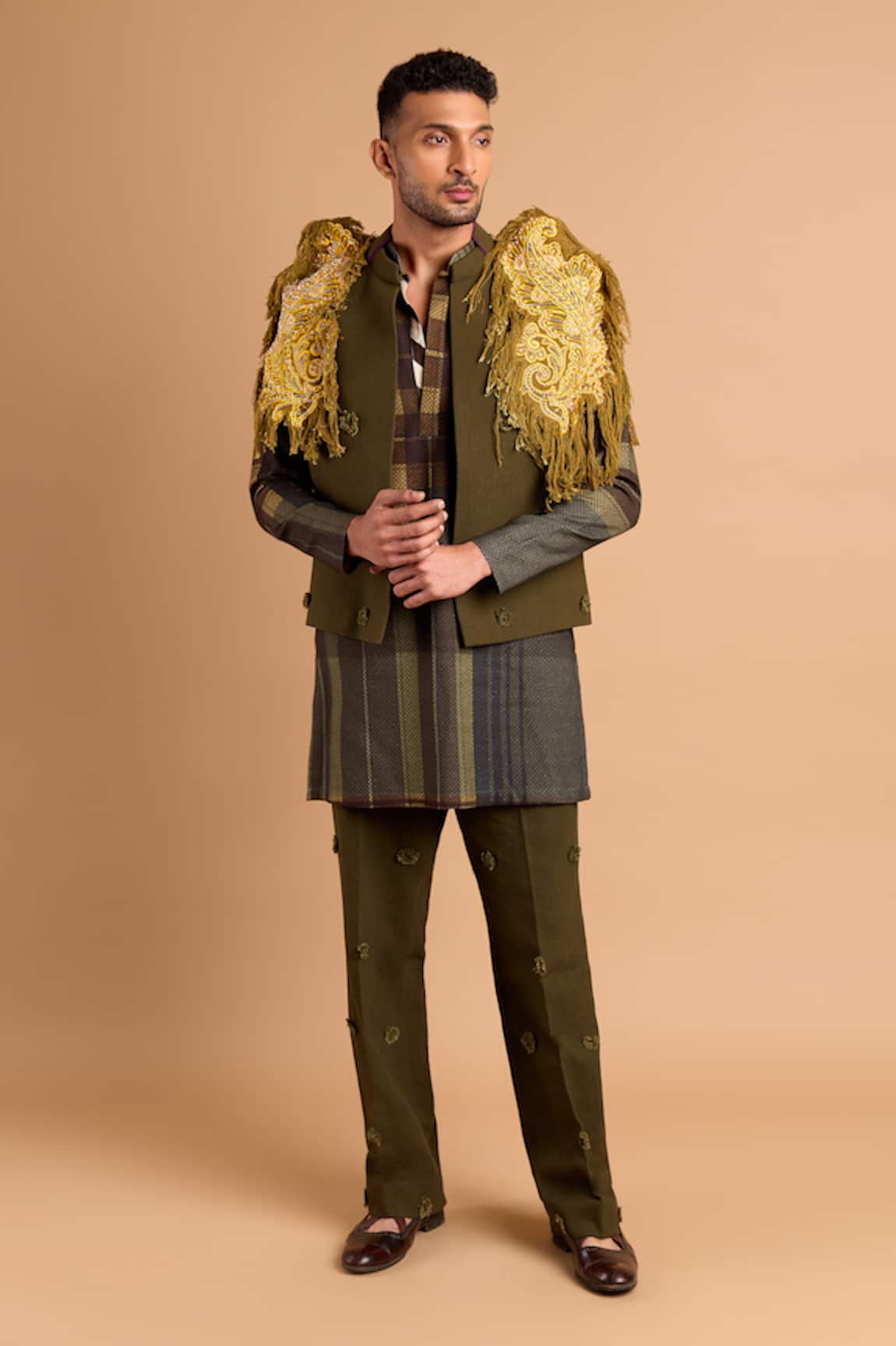 Rohit Doshi Embroidered Fringe Bandhgala 