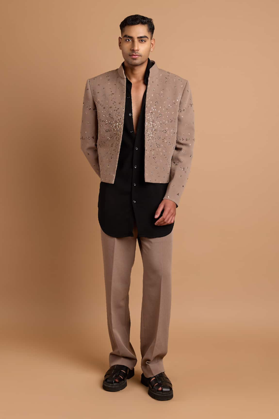 Rohit Doshi Embellished Stand Collar Jacket 