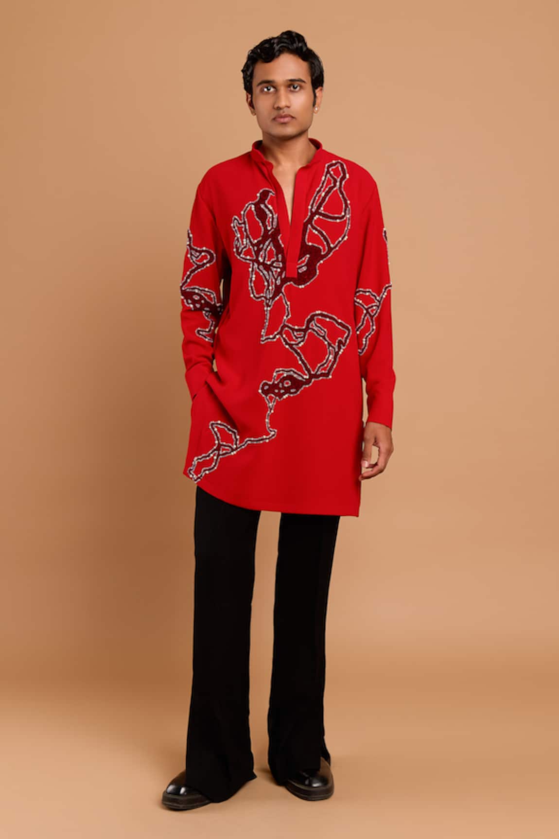 Rohit Doshi Abstract Bead & Pearl Embellished Kurta 