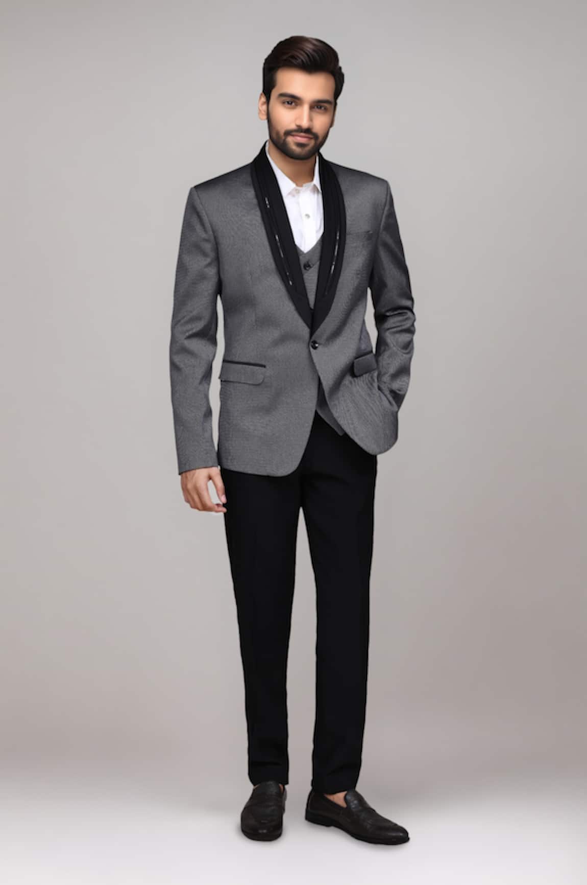 Arihant Rai Sinha Textured Suit Set With Waistcoat & Pant