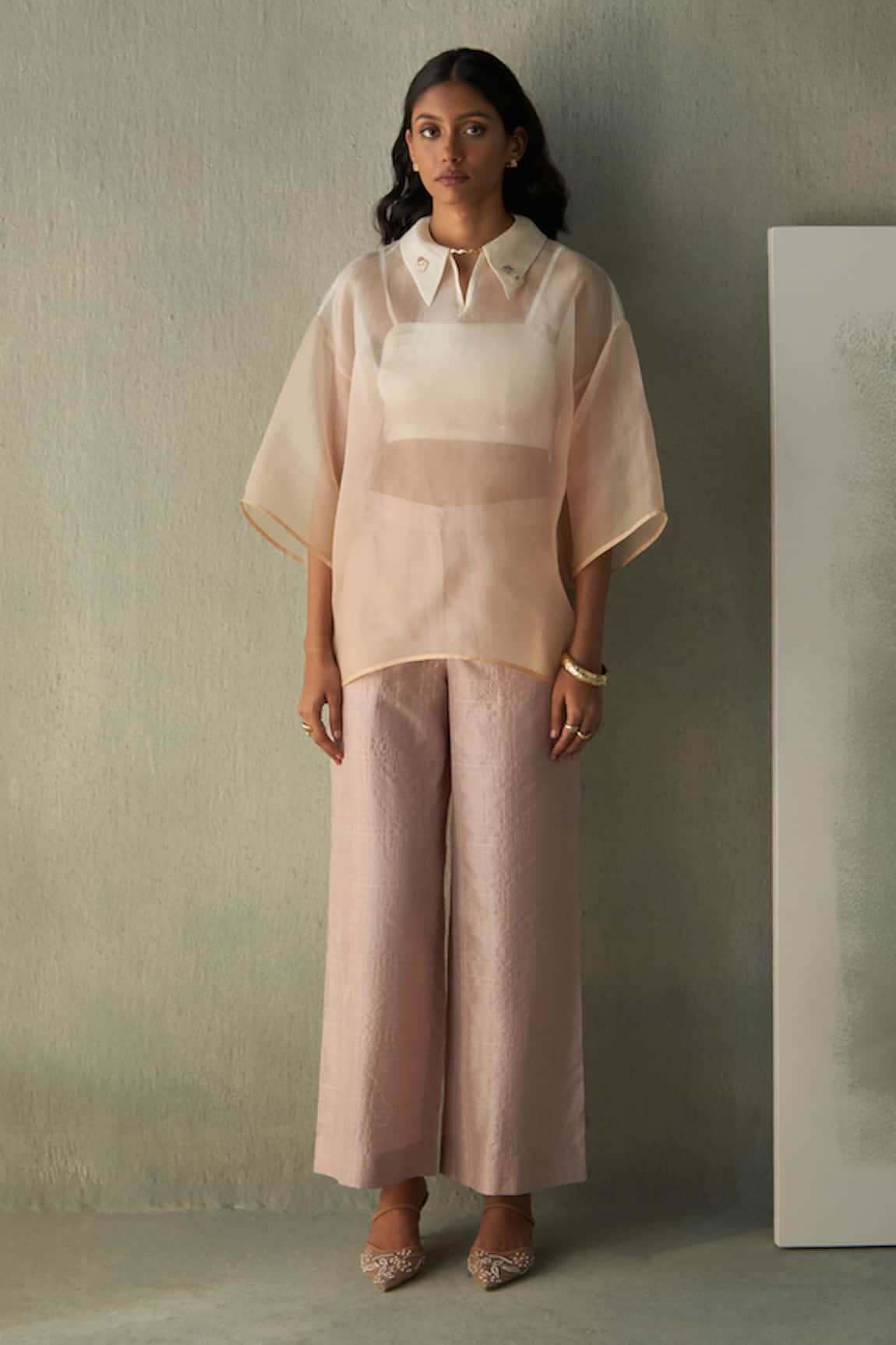 Febo6 Sorbet Floral Bud Embroidered Blouse