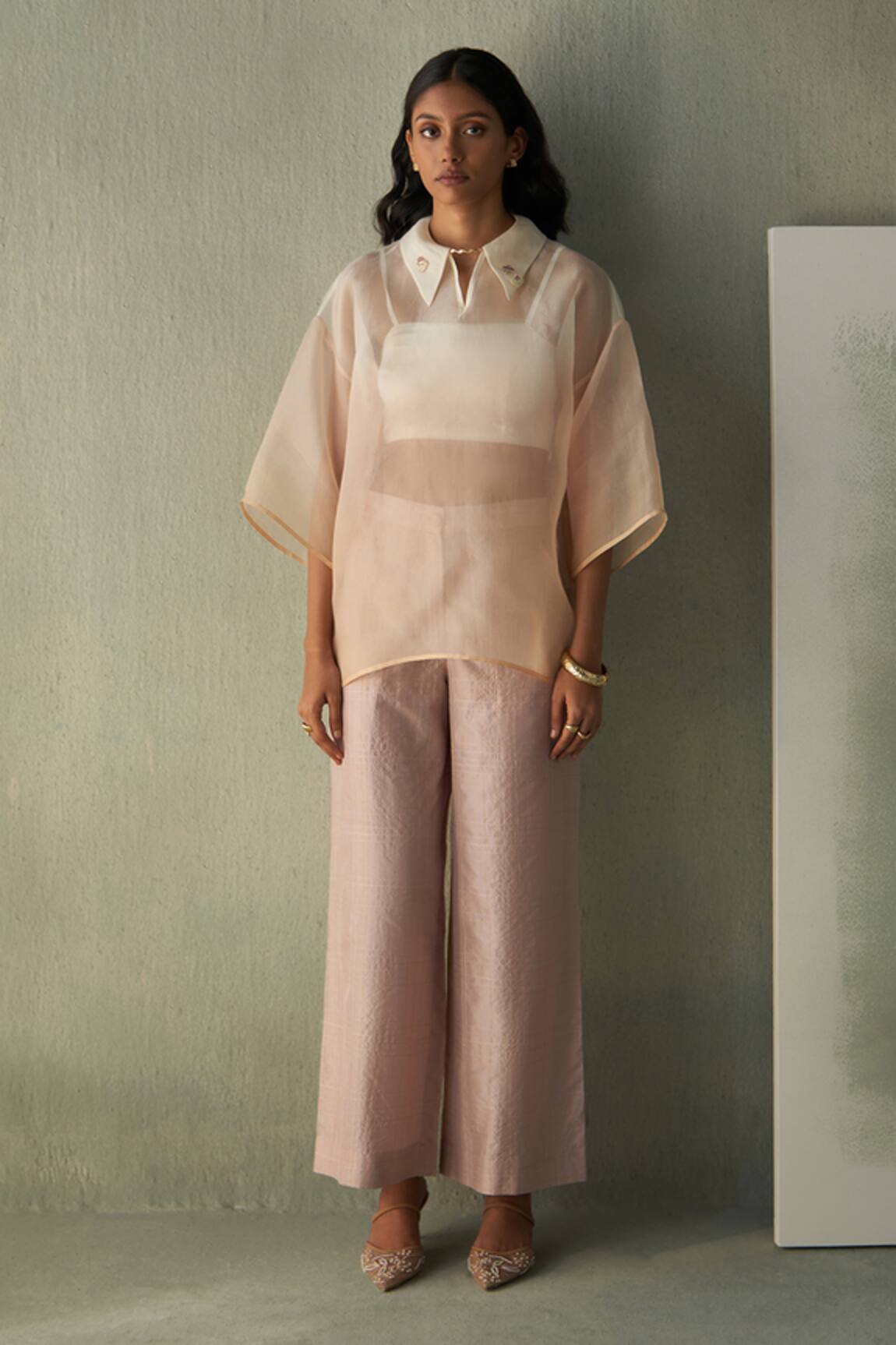 Febo6 Sorbet Silk Checkered Trouser