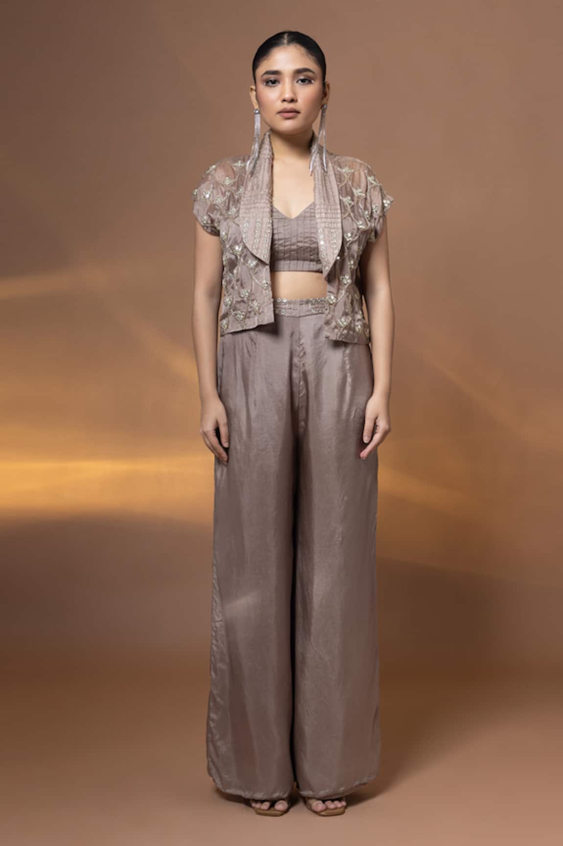 Label Shristi Chetani Hand Embroidered Jacket & Pant Set