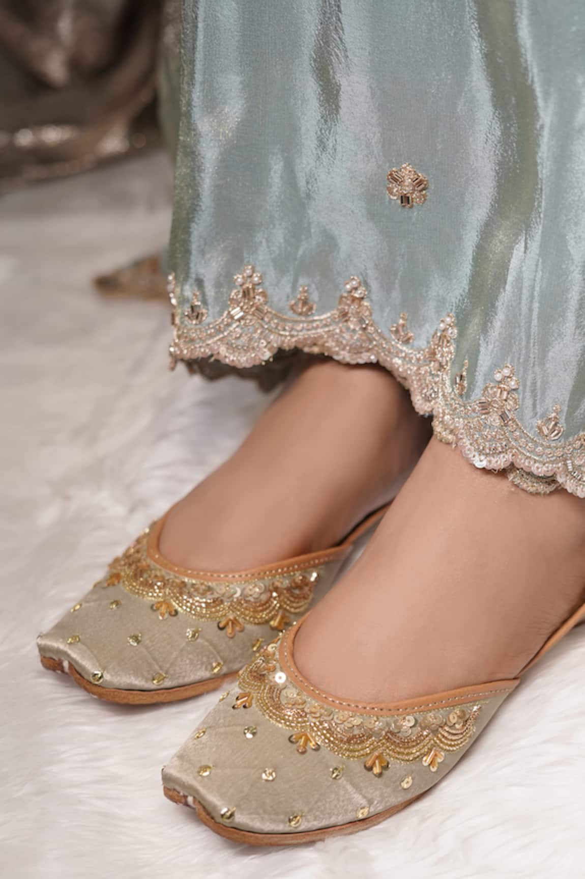 Sole Mates by Palak Sitara Embellished Raw Silk Juttis 