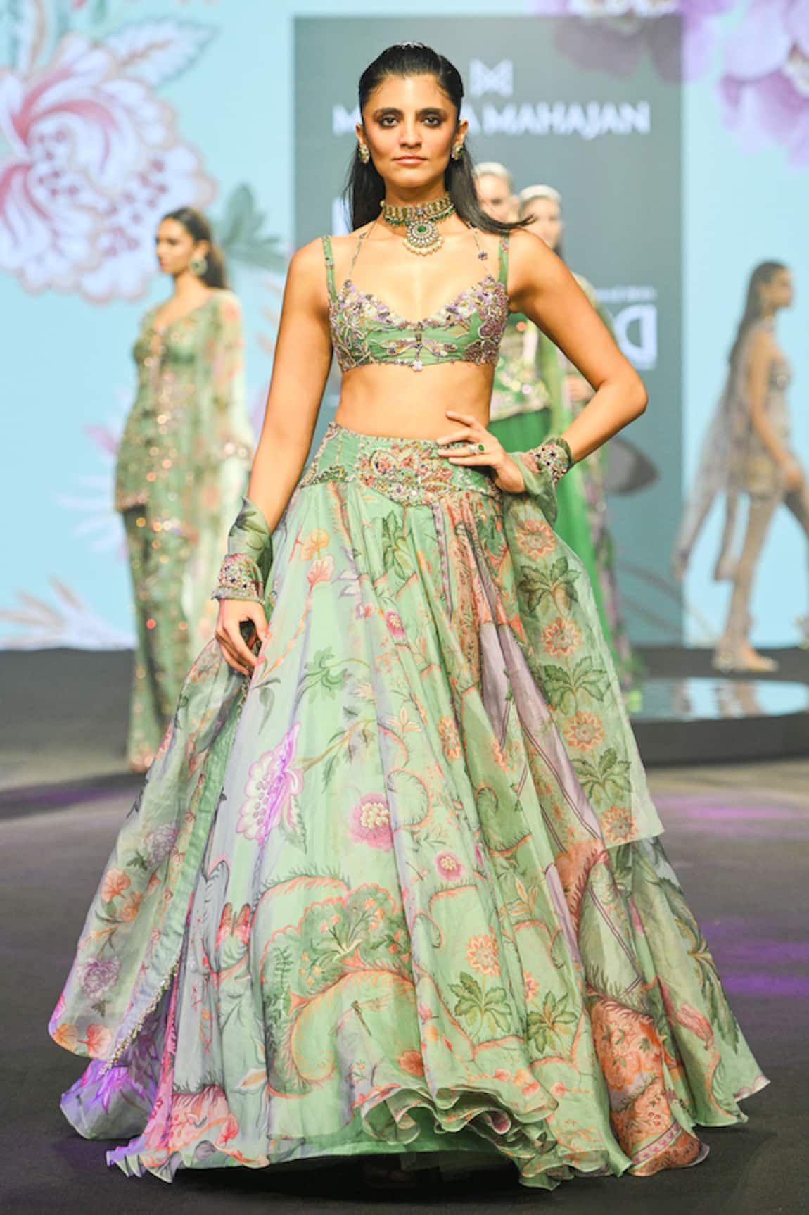 Mahima Mahajan Areeba Print Bralette Lehenga Set