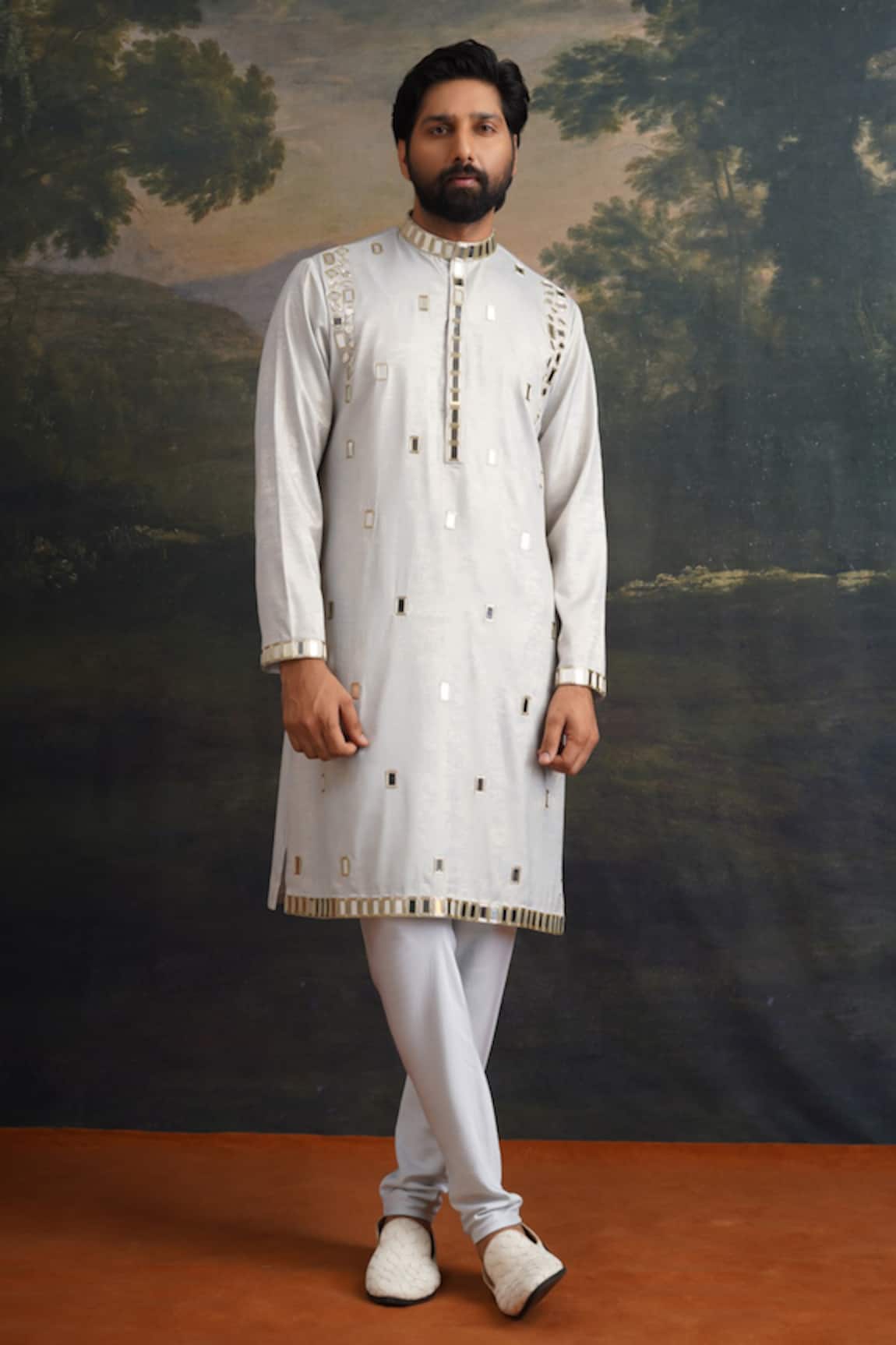 Thetaa Mirror Work Hand Embroidered Kurta & Pant Set
