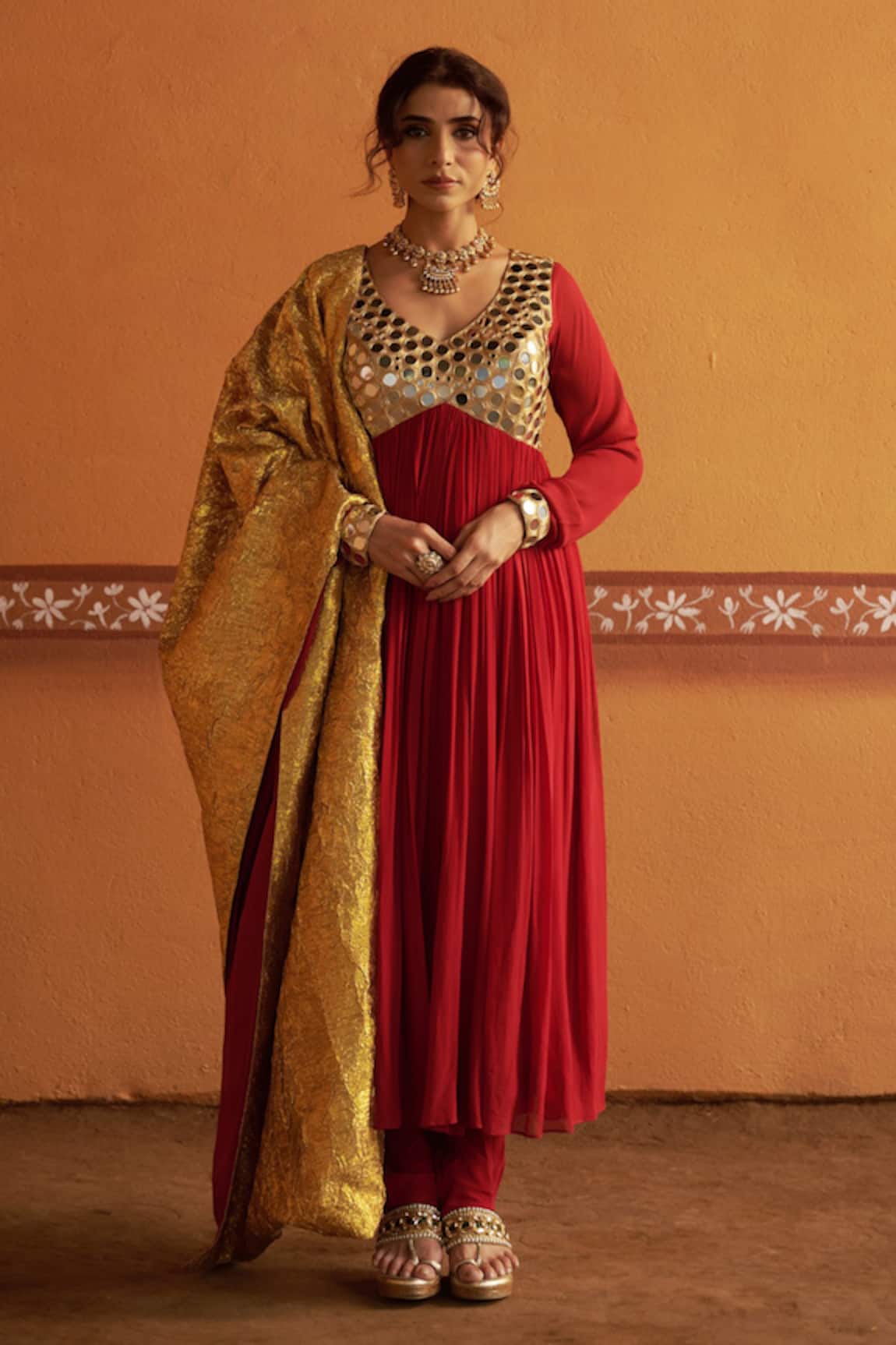 Thetaa Mirror Embroidered Anarkali Set