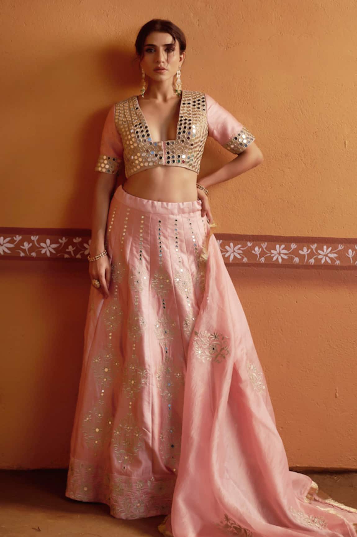 Thetaa Mirror Embroidered Lehenga Blouse Set