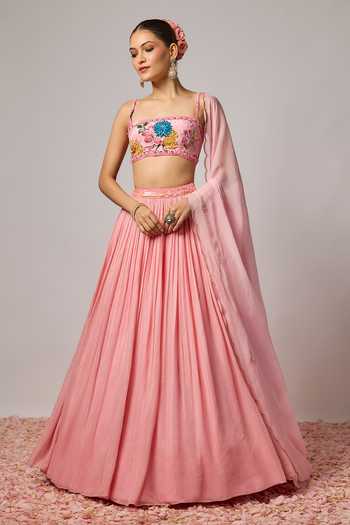 Krishna Padia Floral Hand Embroidered Lehenga Set