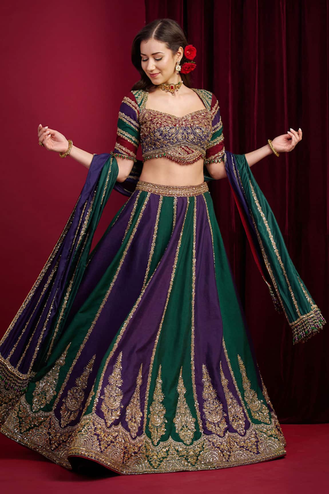 Aayushi Maniar Mohini Multi Panelled Embroidered Lehenga Set