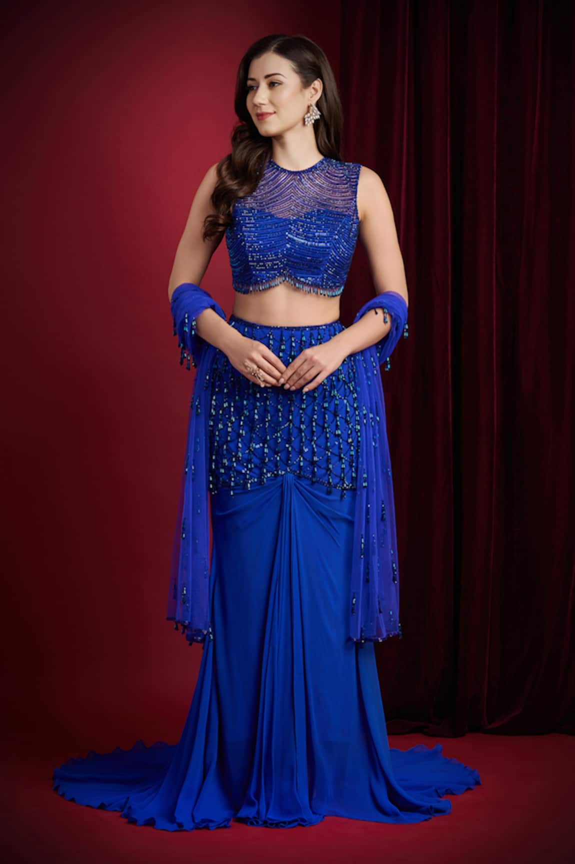Aayushi Maniar Indra Draped Mermaid Lehenga Set
