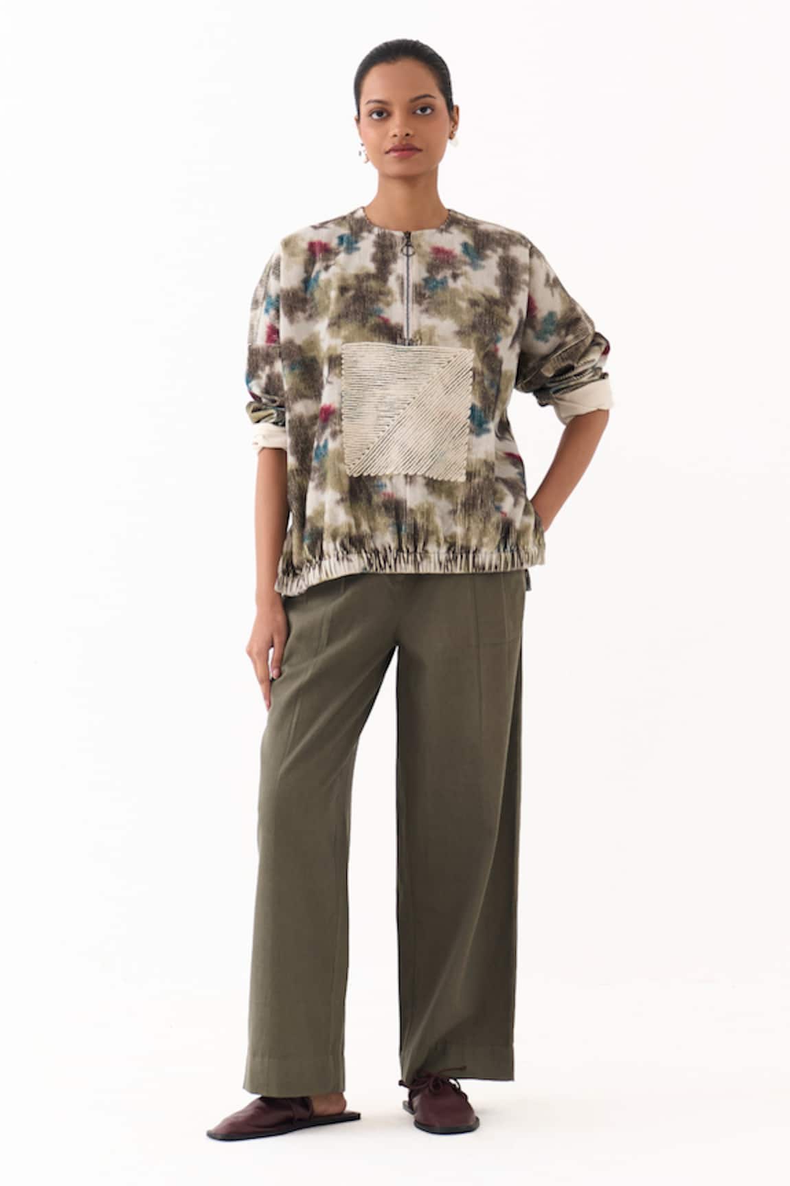 Three Printed Corduroy Top & Pant Set