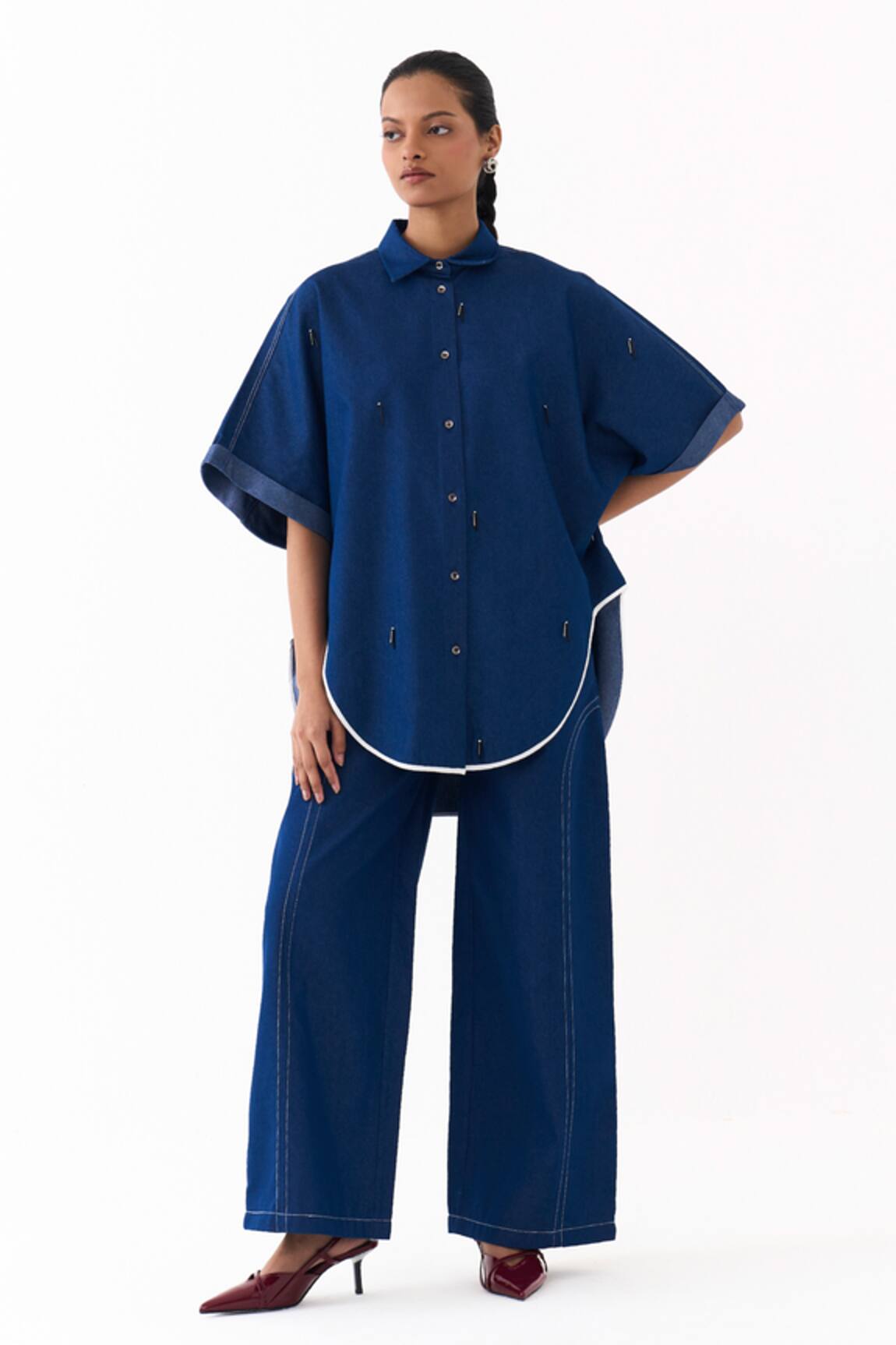 Three Placement Embroidered Shirt & Pant Set