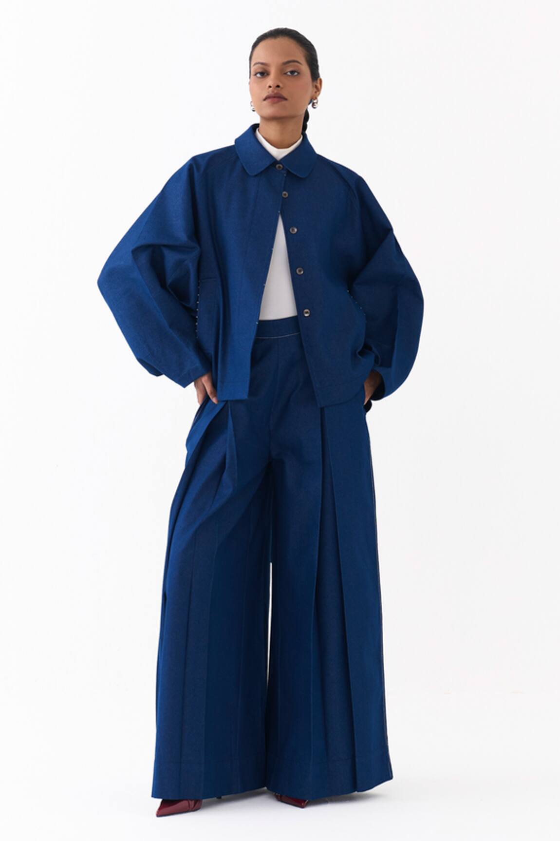 Three Batwing Sleeve Jacket & Pant Set