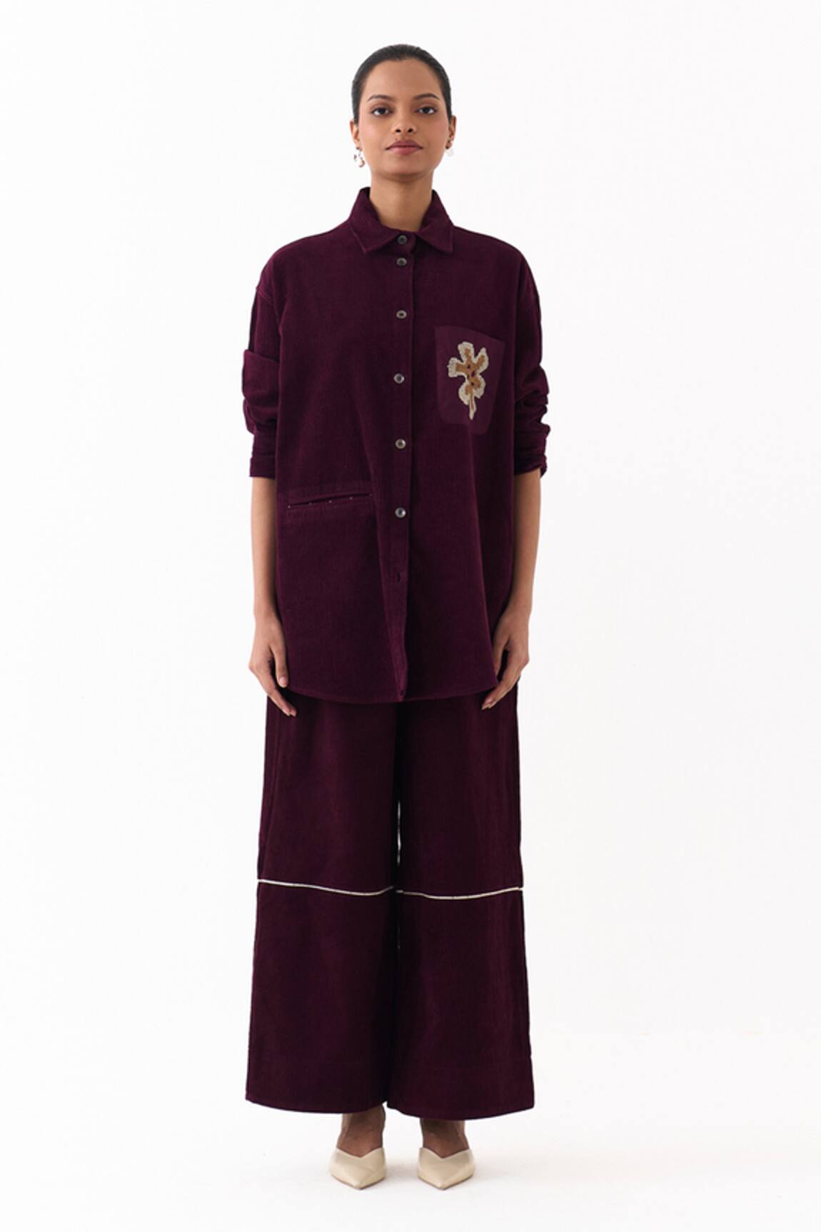 Three Patchwork Embroidered Shirt & Palazzo Set