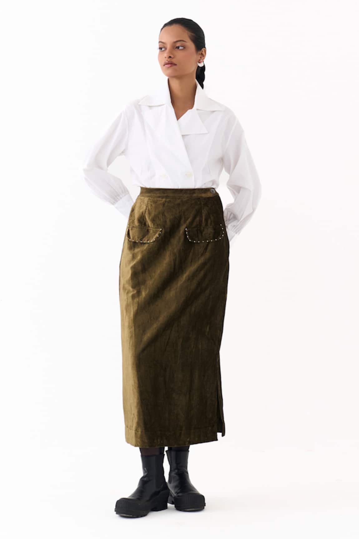 Three Double Breasted Notch Collar Shirt