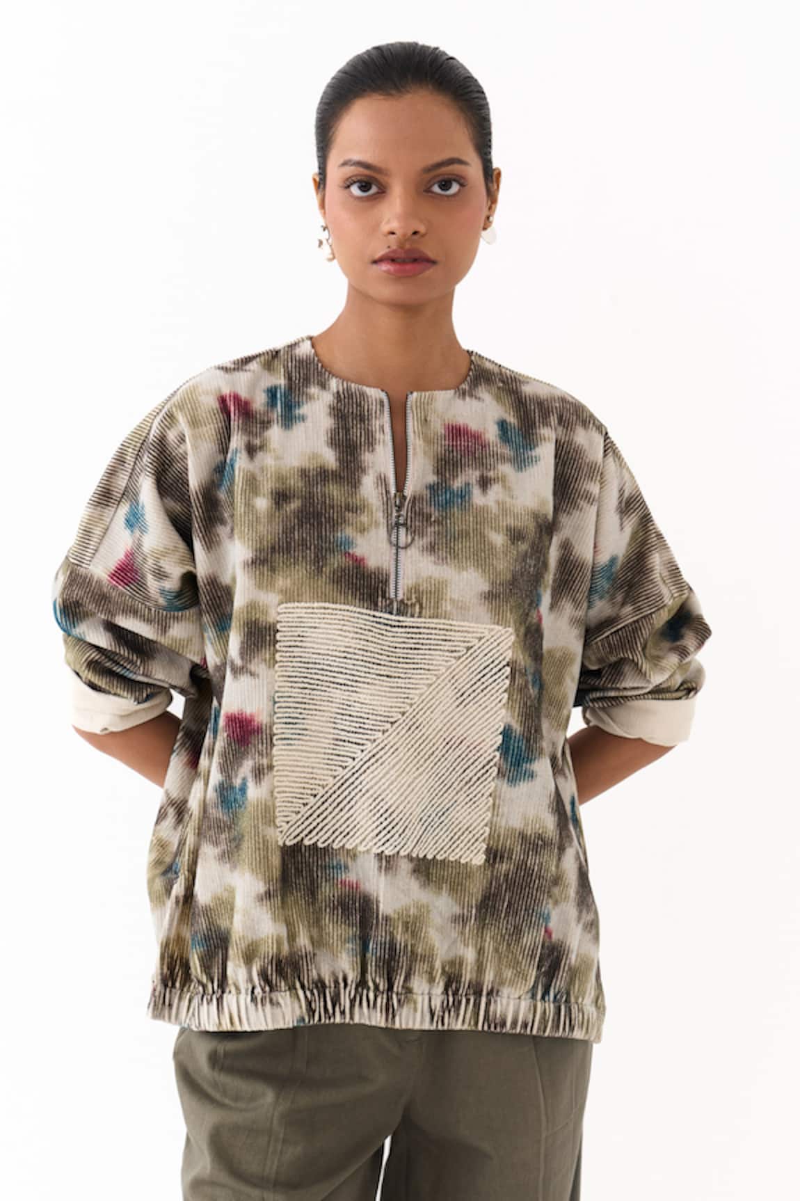 Three Corduroy Printed Top