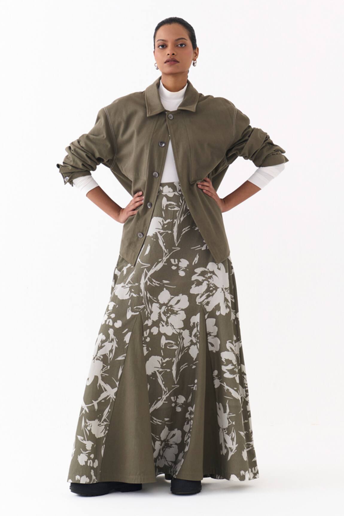 Three Floral Print Circular Skirt