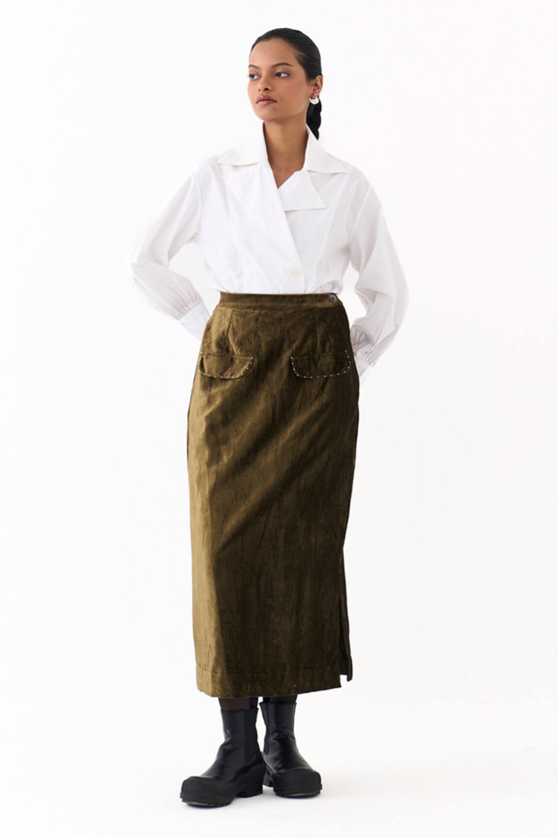 Three Velvet Flap Skirt