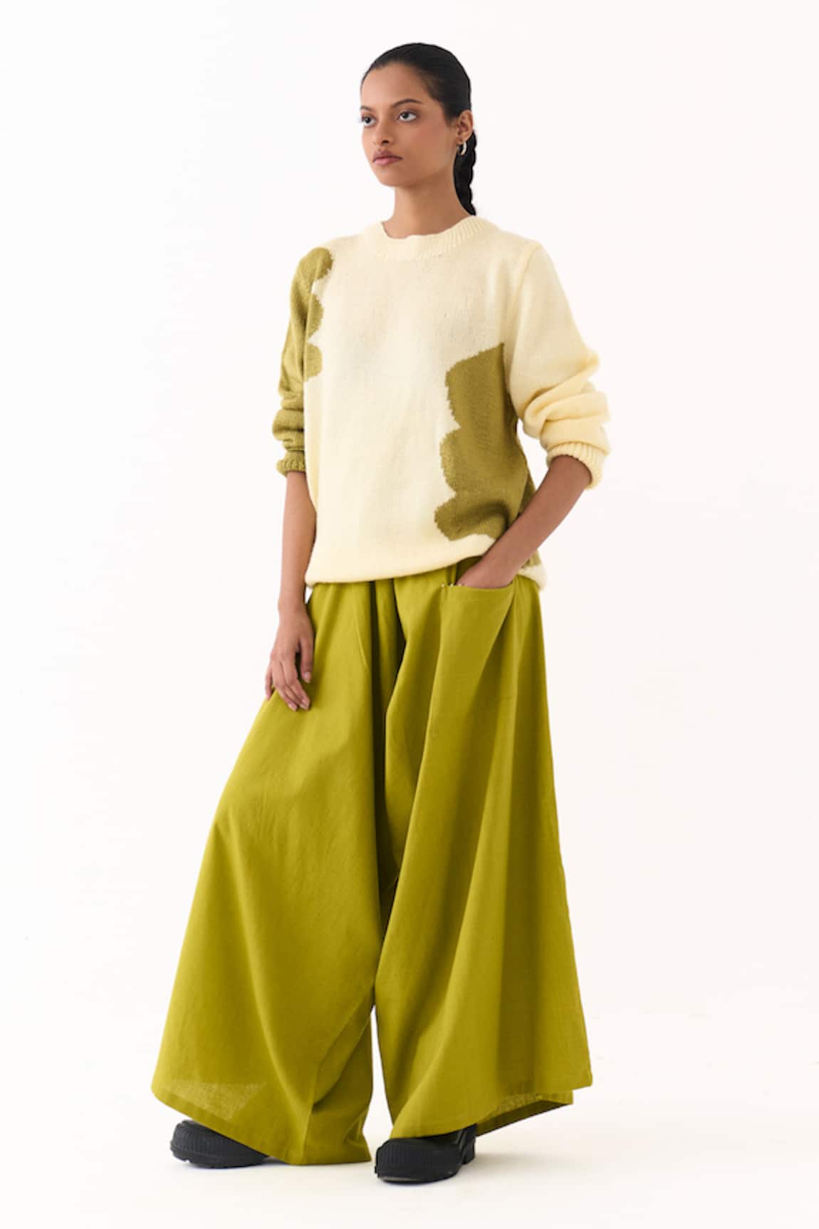 Three Handloom Cotton Drop Crotch Pant 