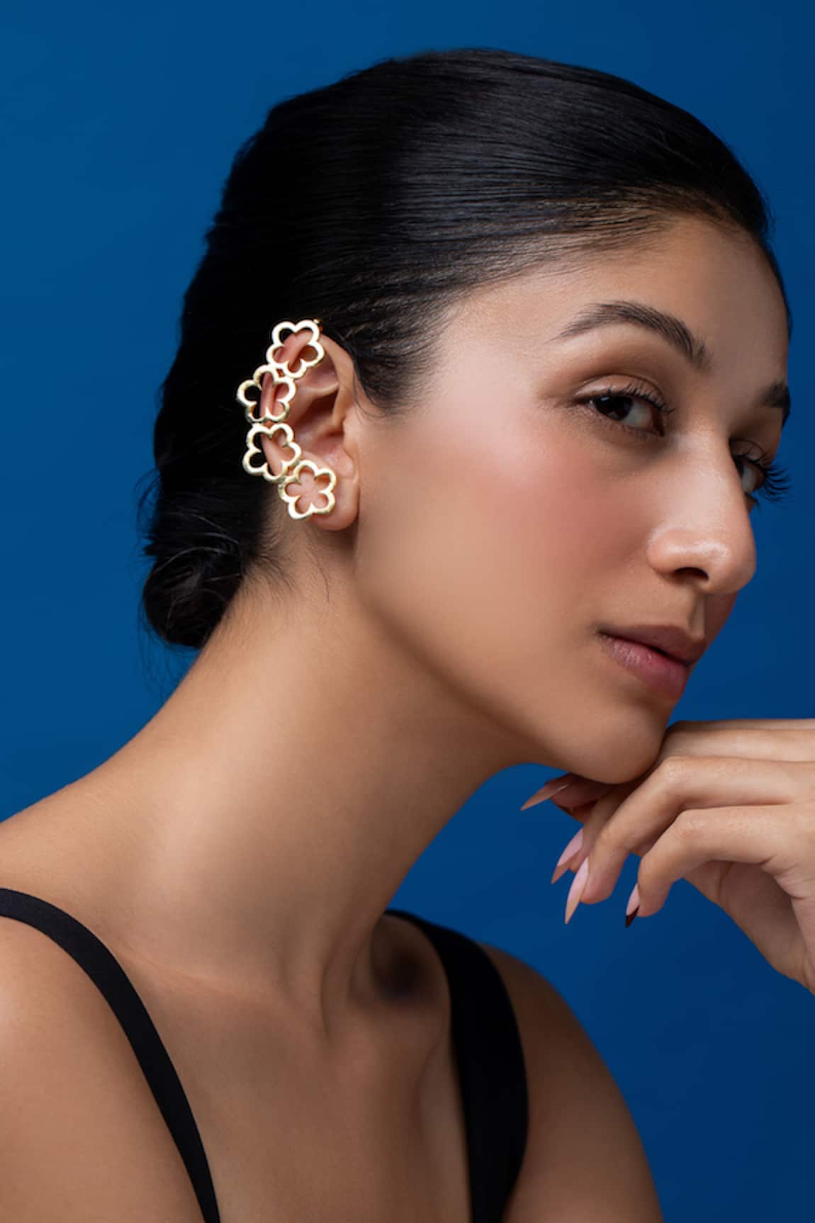 Ethnic Andaz Flower Drop Pair of Ear Cuffs