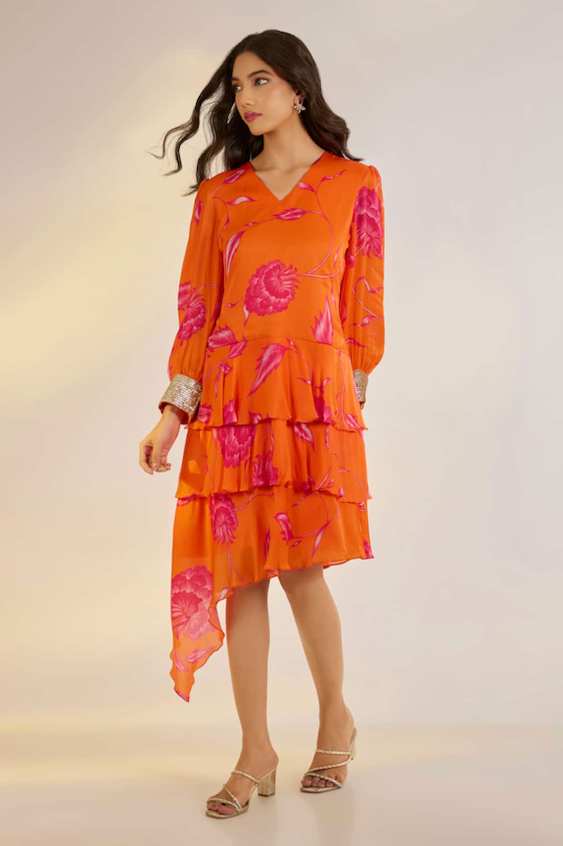 Ewoke Floral Print Layered Dress