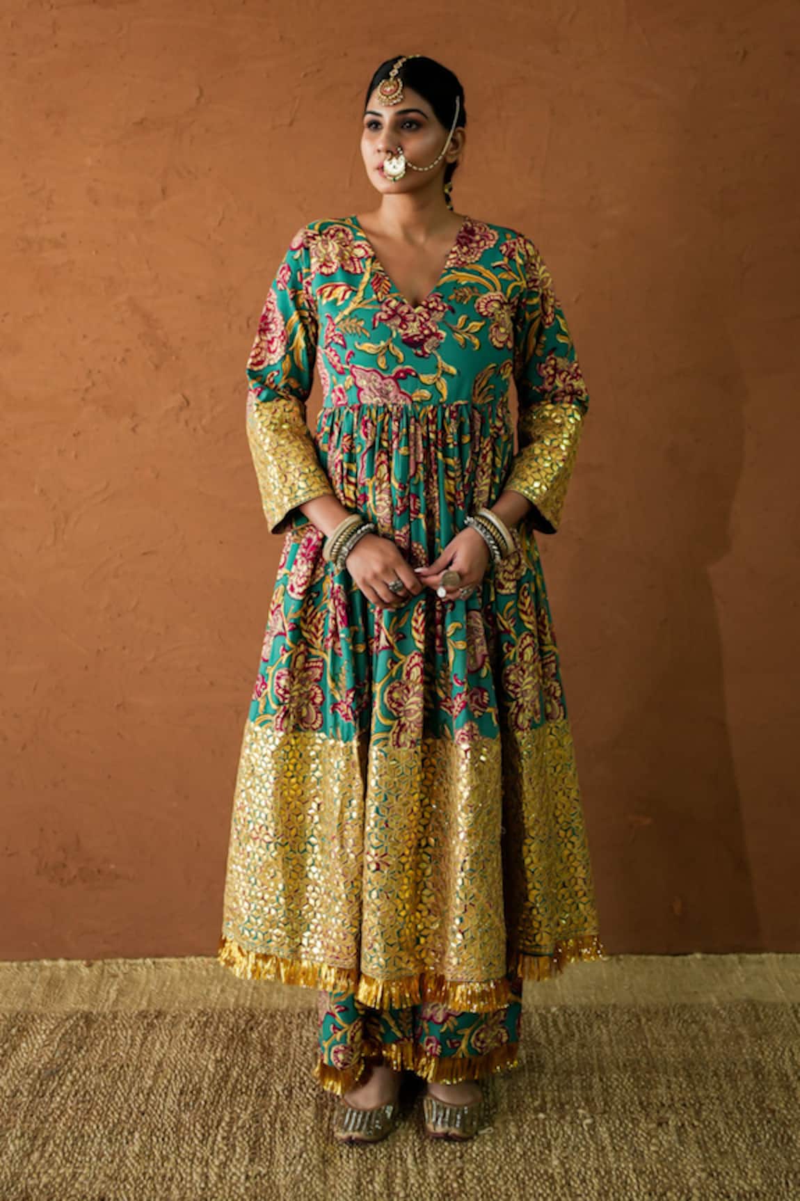 Gulabo Jaipur Budur Floral Print Anarkali & Pant Set