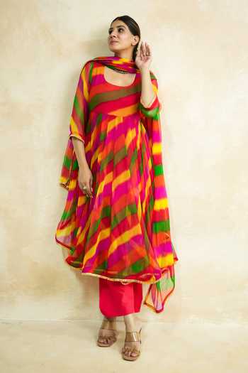 Gulabo Jaipur Arzu Leheriya Anarkali Set 