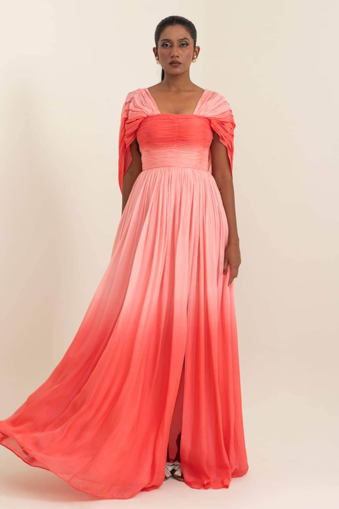 Pinup By Astha Ombre Ruched Gown  
