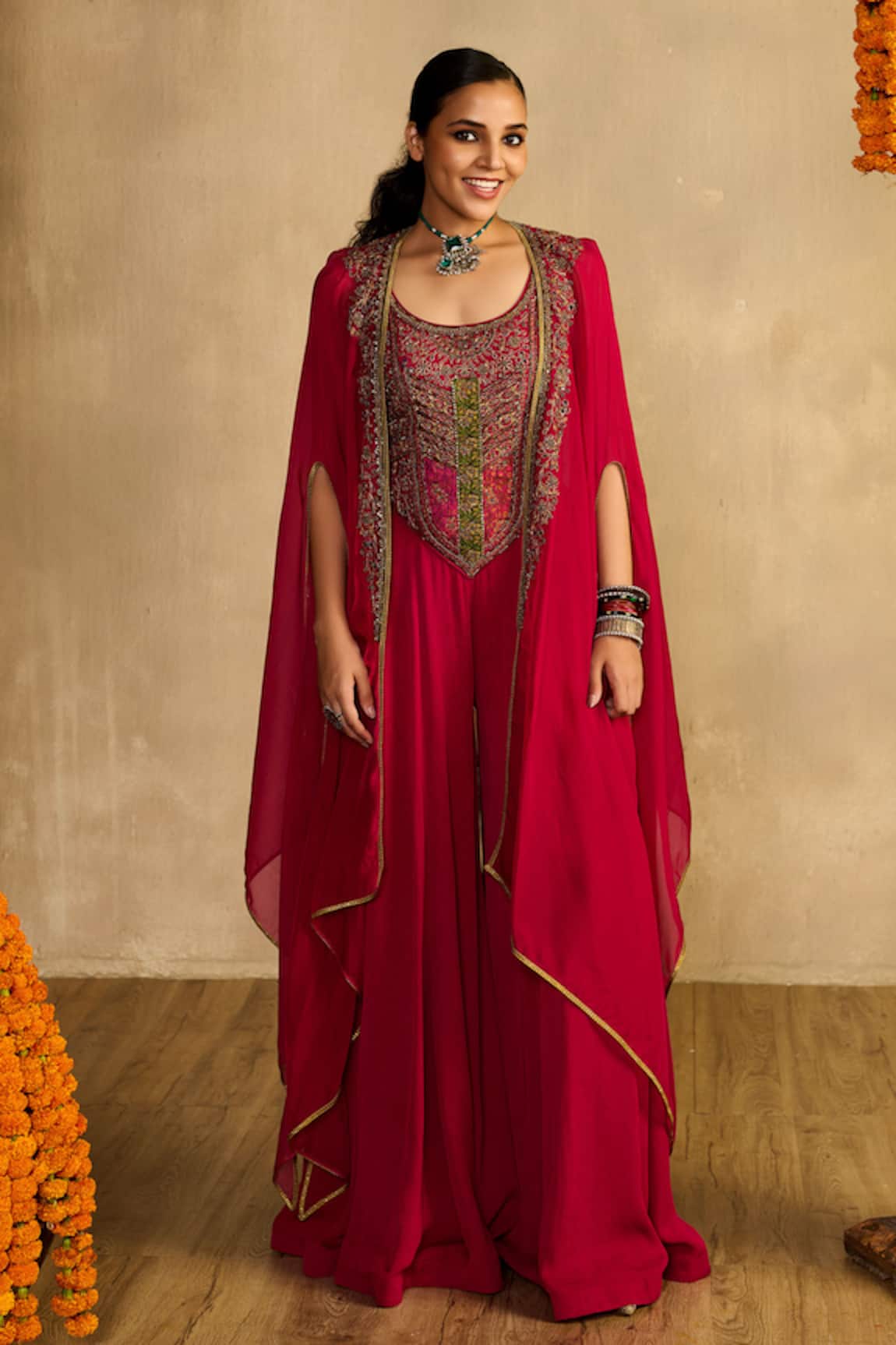 Reeti Arneja Embroidered Jumpsuit With Cape