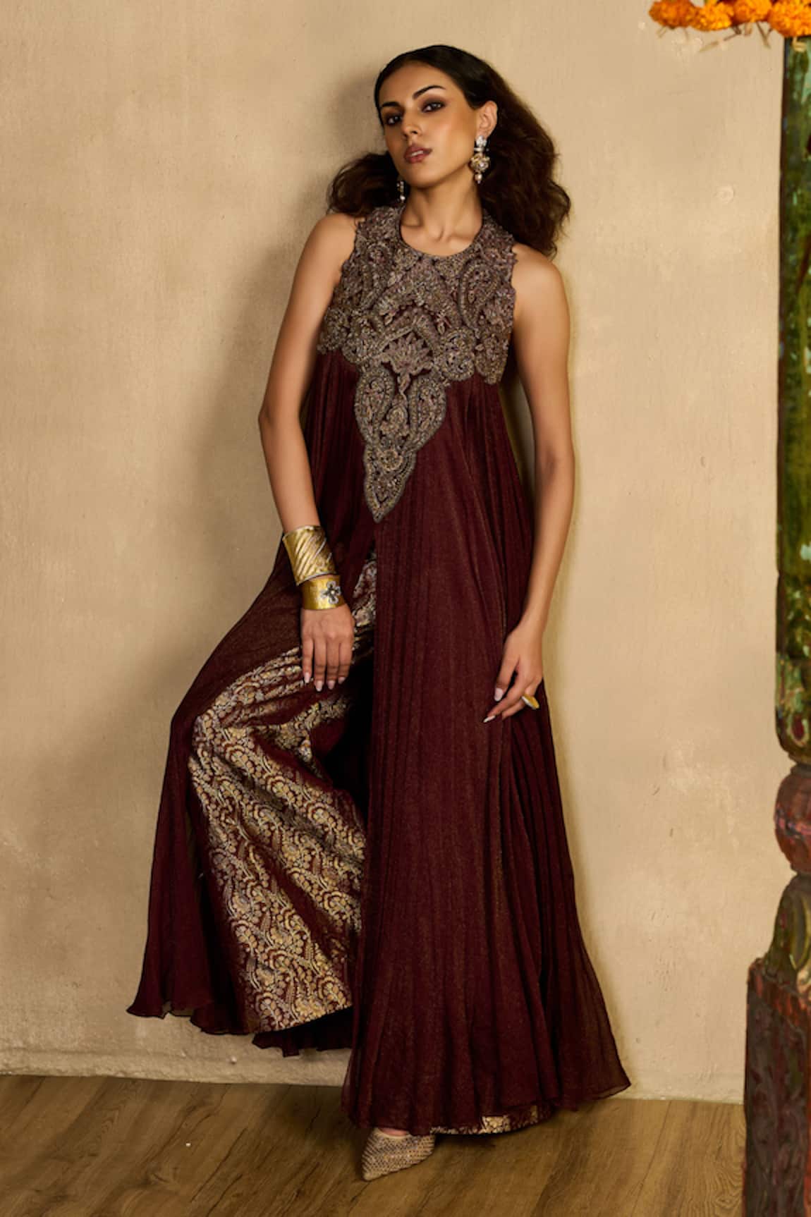 Reeti Arneja Begum Embroidered Pleated Kurta & Pant Set