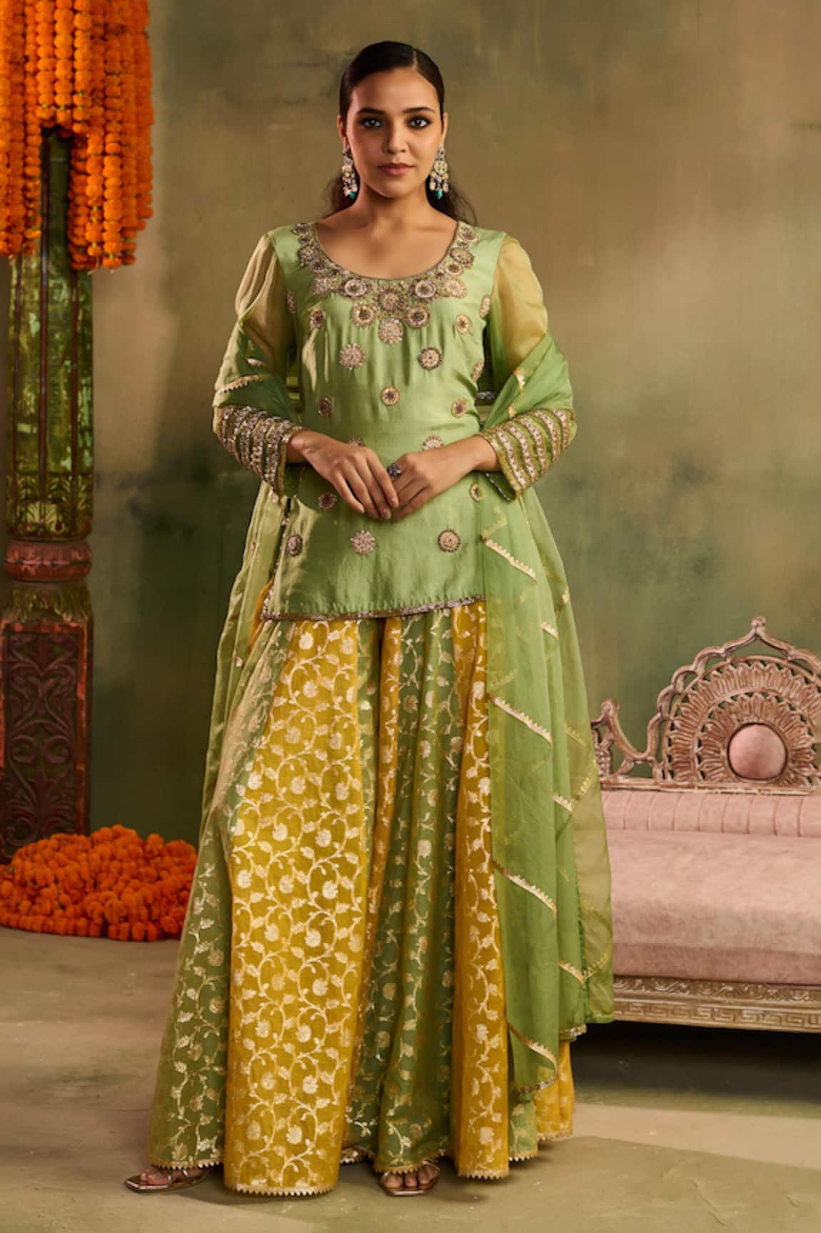 Reeti Arneja Rangrez Chanderi Embroidered Kurta Sharara Set