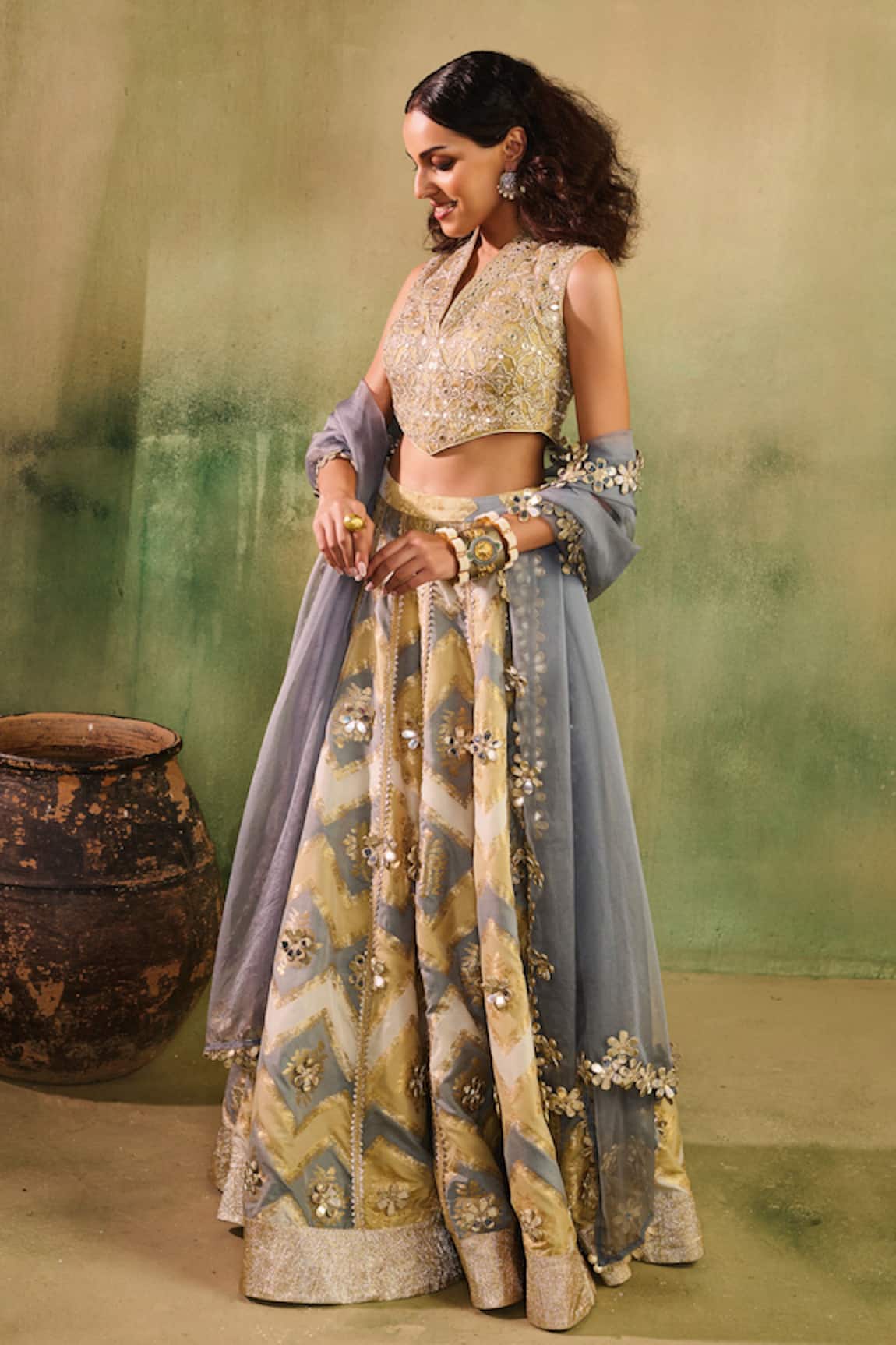 Reeti Arneja Rangrez Chanderi Embroidered Lehenga Set