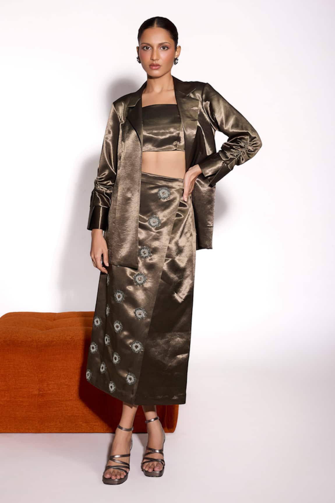 Tara And I Aurora Satin Collared Jacket