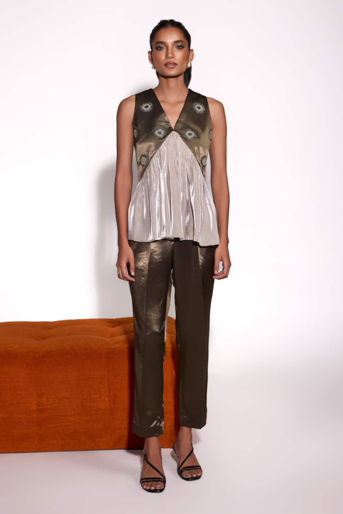 Tara And I V-Neck Pleated Peplum Top